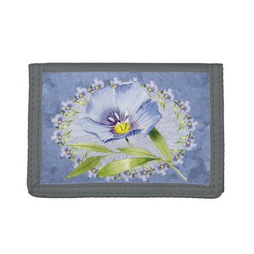 Lovely Blue Flax Wildflowers Trifold Wallet