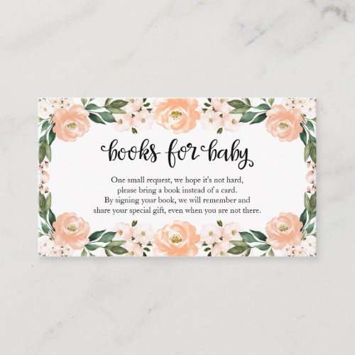 Lovely Blue Floral Baby Shower Books For Baby Enclosure Card