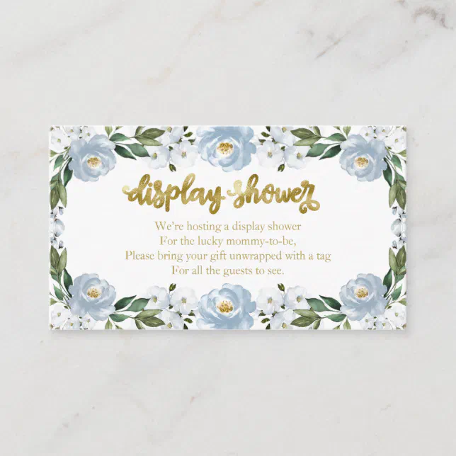 Lovely Blue Floral Baby Shower Display Shower Enclosure Card Zazzle