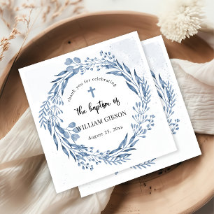 Lovely Blue Florals Baptism  Napkins