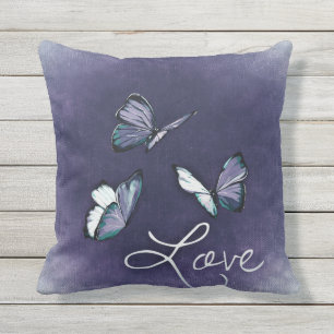lovely Blue & Gray Butterfly Valentine Day Pillow