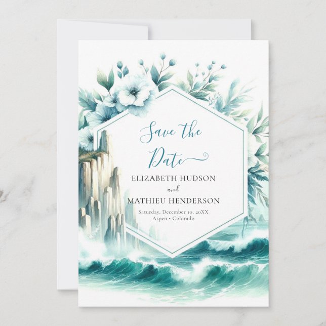 Lovely Blue Nautical Wedding Save The Date (Front)