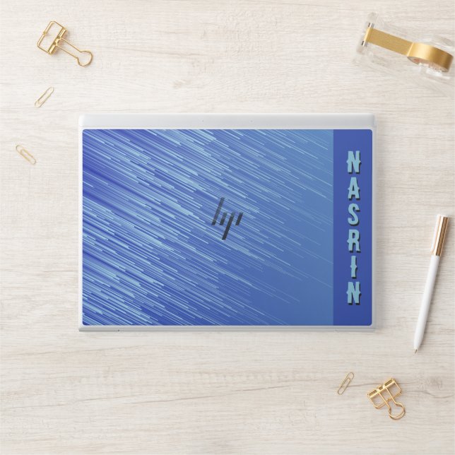 Lovely blue personalize name HP laptop skin (Desk)