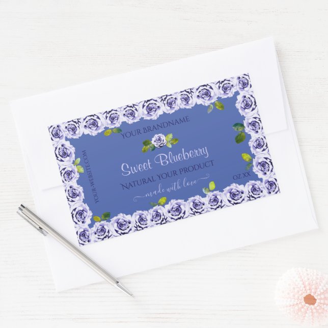 Lovely Blue Product Packaging Labels Cute Roses (Envelope)