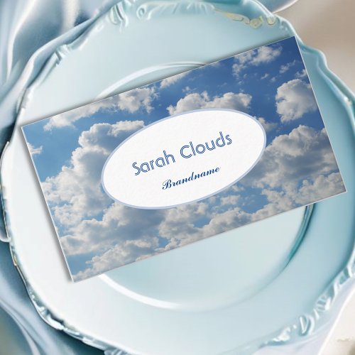 Lovely Blue Sky Clouds Trendy Elegant Spiritual Business Card