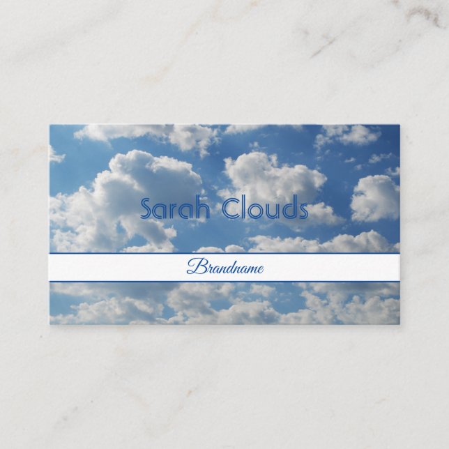 Lovely Blue Sky Clouds Trendy Spiritual Elegant Business Card (Front)