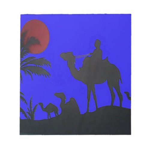 Lovely Blue Sky Sunset Camel Safari Silhouette Notepad