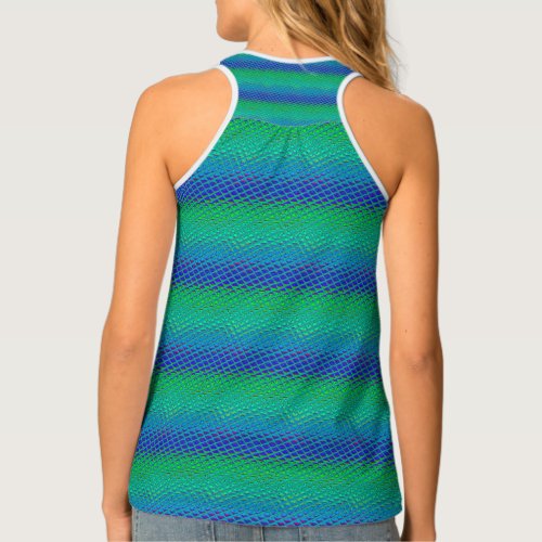 Lovely Blue  Women Coral scales  Tank Top