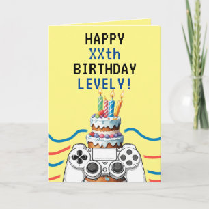 Lovely Blue & Yellow Gamer Controller Birthday Card