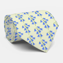 Lovely Bluebells Necktie Palest Olive Green