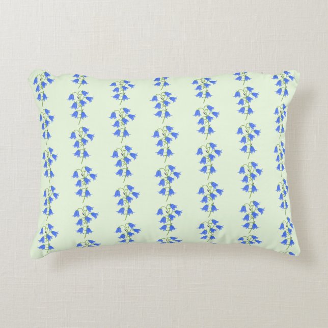 Lovely Bluebells Pale Green Accent Pillow (Front)
