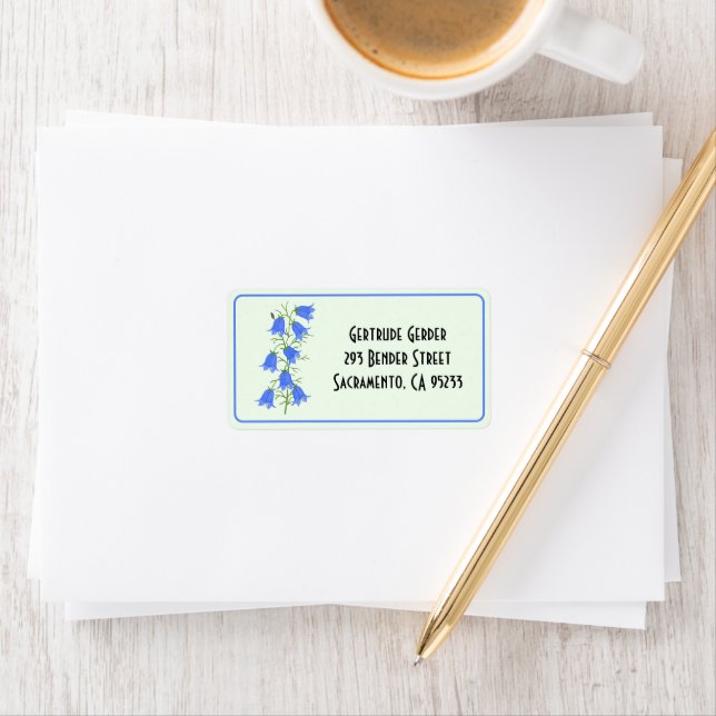 Lovely Bluebells Pale Green Address Label (Insitu)