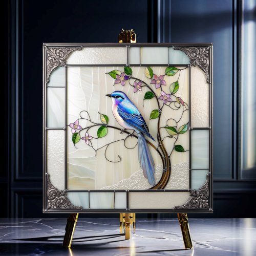 Lovely Bluebird on Flowering Vine Ceramic Tile