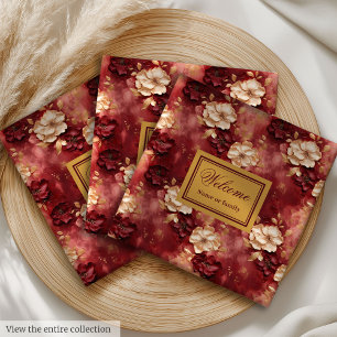 Lovely Blush Burgundy Gold Custom Cloth Napkin Set