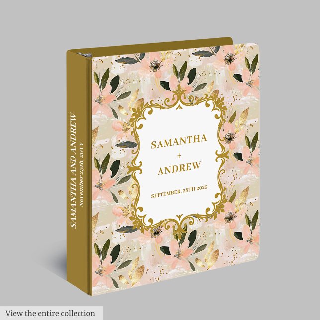 Lovely Blush Gold Wedding Memory Album 3 Ring Binder (Lovely Blush Gold Wedding Memory Album)
