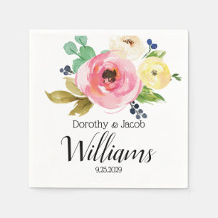 Lovely Blush Pink Peony Bouquet Boho Wedding Napkins