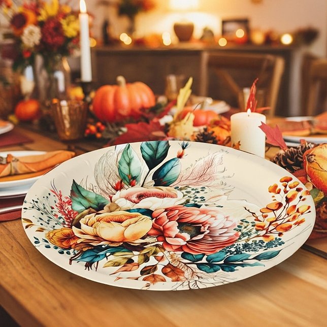 Lovely boho fall bouquet paper plates (Creator Uploaded)