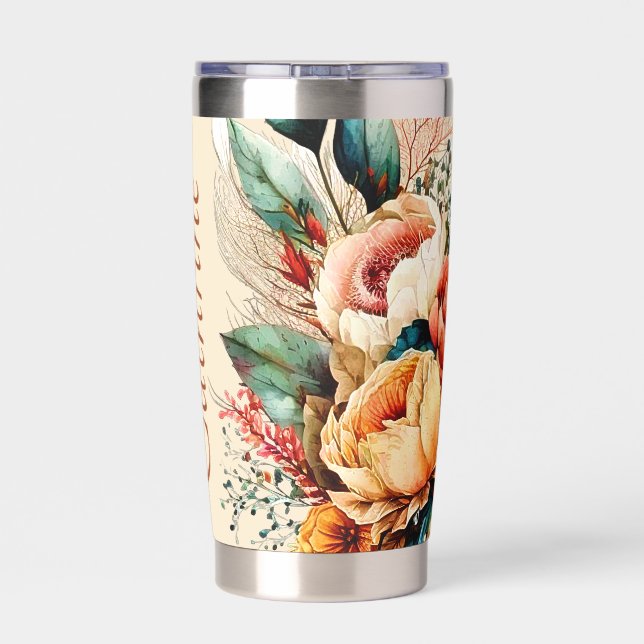 Lovely boho fall bouquet personalized insulated tumbler (Back)