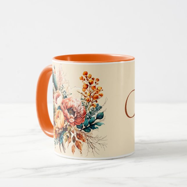 Lovely boho fall bouquet personalized mug (Front Left)