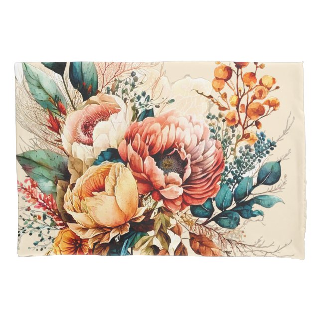 Lovely boho fall bouquet pillow case (Front)