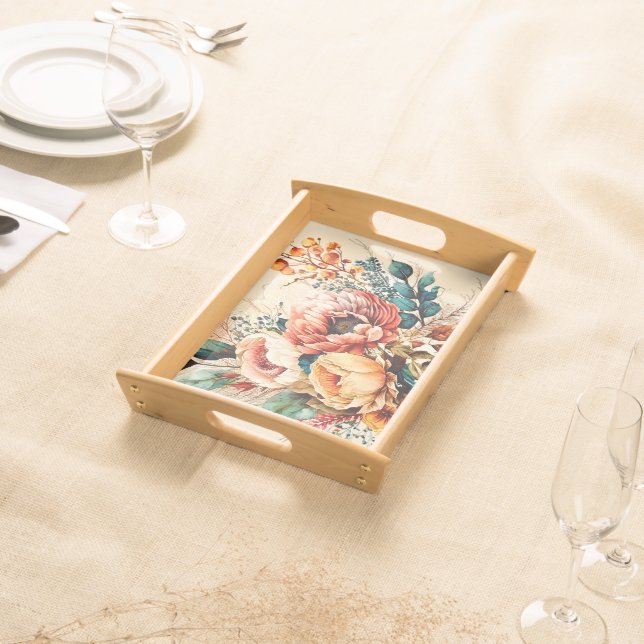 Lovely boho fall bouquet serving tray (Front)