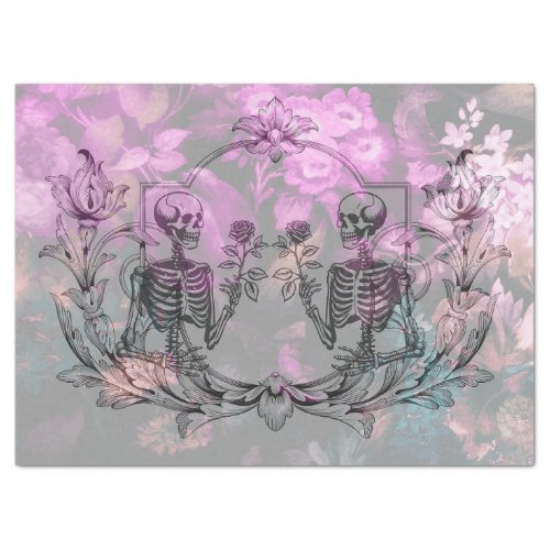 Lovely Bones Floral Magenta Decoupage Tissue Paper