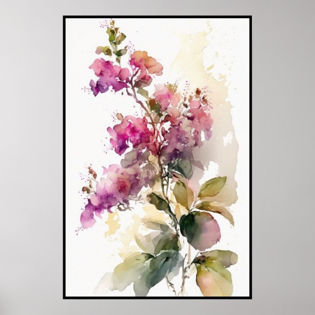 Lovely Bougainvillea Watercolor Poster (Front)