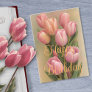Lovely Bouquet Pink Winter Tulip Flowers Birthday Card