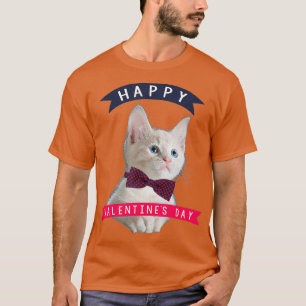 Lovely Bow Tie Cat Happy Valentines Day T-Shirt