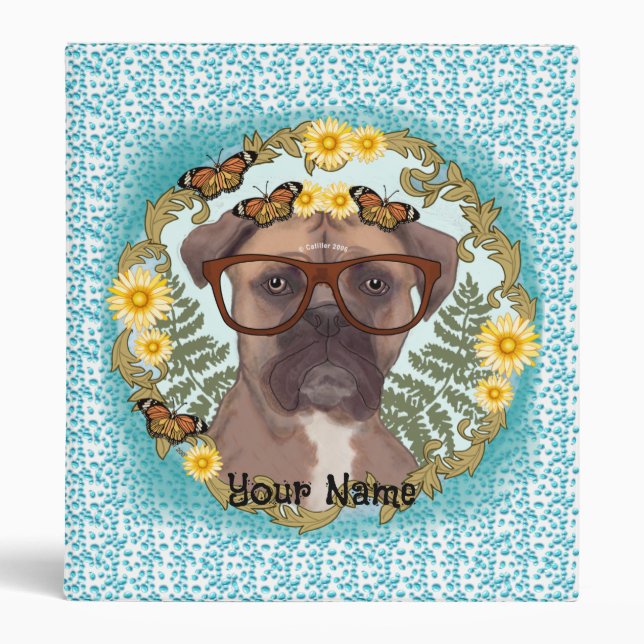 Lovely Boxer Dog 3 Ring Binder (Front)