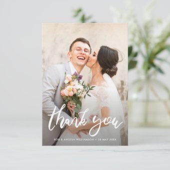 Lovely bride & groom photo wedding thank you card | Zazzle