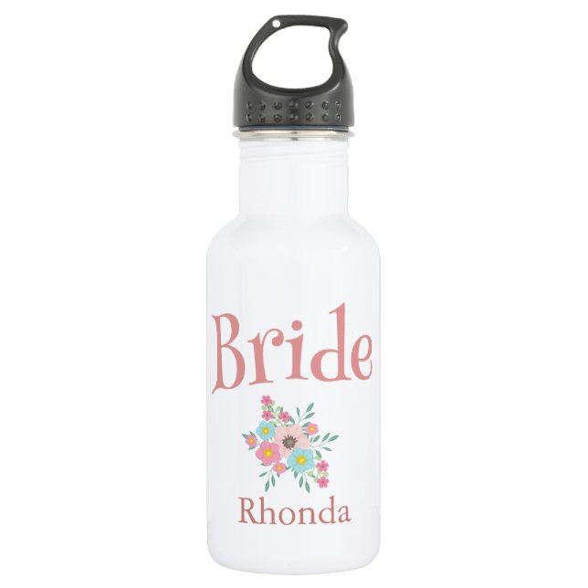 Lovely Bride with bouquet Stainless Steel Water Bottle (Front)