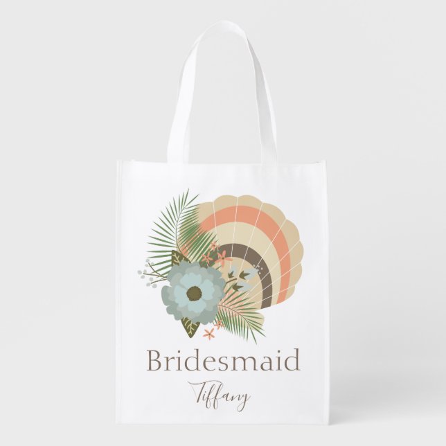 Lovely Bridesmaid Seashell Grocery Bag (Front)