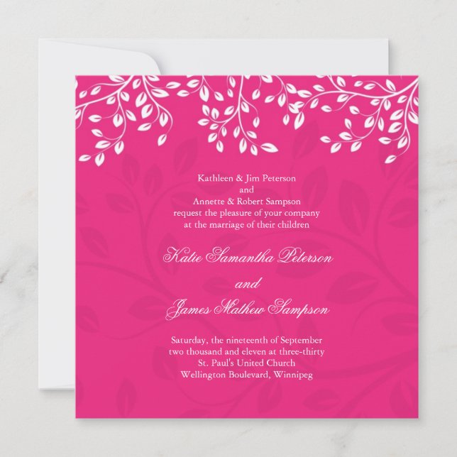 Lovely Bright Pink Wedding Invitations (Front)