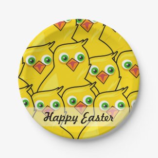 Lovely Bright Yellow Easter Chickens Paper Plate