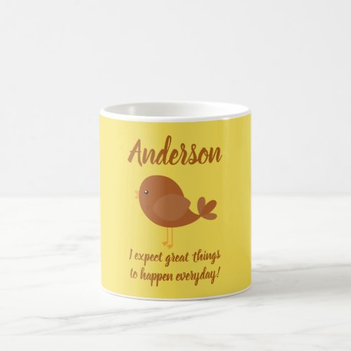 Lovely Brown Bird Positive Saying Coffee Mug