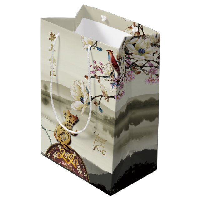 Lovely bucolic scene Chines Rat Year 2020 MGB Medium Gift Bag (Back Angled)