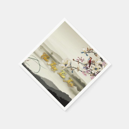 Lovely bucolic scene Spring Vietnamese New Year PN Napkins Zazzle