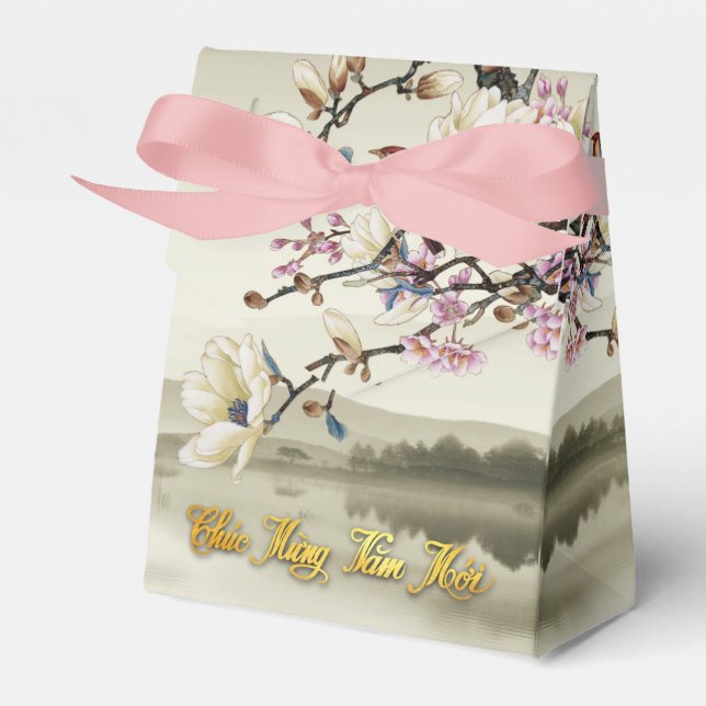 Lovely bucolic scene Spring Vietnamese New Year TF Favor Boxes (Front Side)