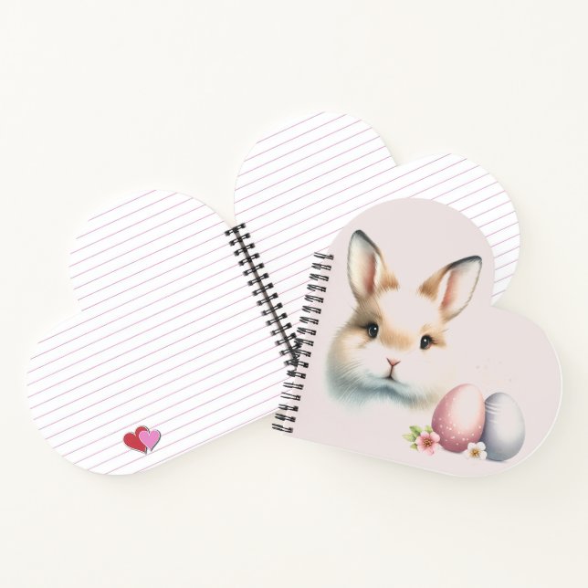 Lovely Bunny Pastel Heart-Shaped Spiral Notebook (Inside)