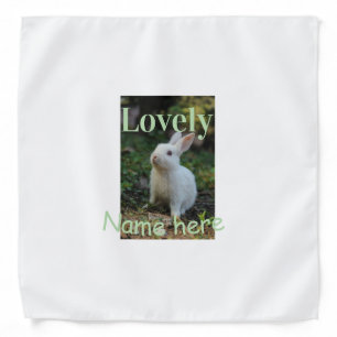 Lovely bunny rabbit pet photo name green pastel bandana