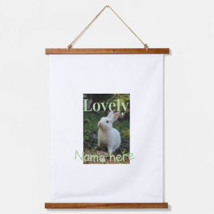 Lovely bunny rabbit pet photo name green pastel hanging tapestry
