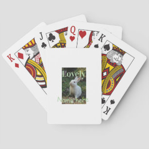 Lovely bunny rabbit pet photo name green pastel  poker cards