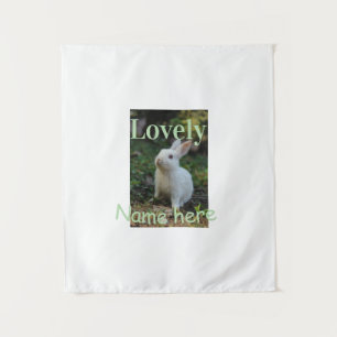 Lovely bunny rabbit pet photo name green pastel tapestry