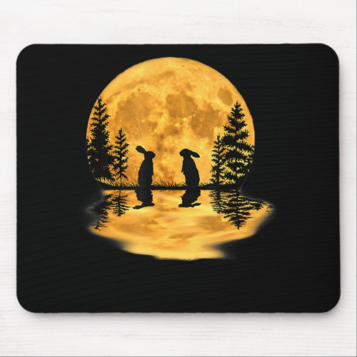 Lovely Bunny Rabbit Rabbits Moon Night Sky Mouse Pad