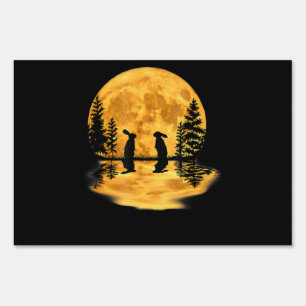 Lovely Bunny Rabbit Rabbits Moon Night Sky Sign