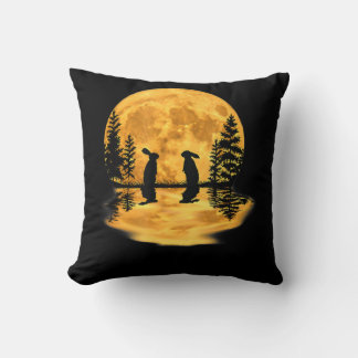 Lovely Bunny Rabbit Rabbits Moon Night Sky Throw Pillow