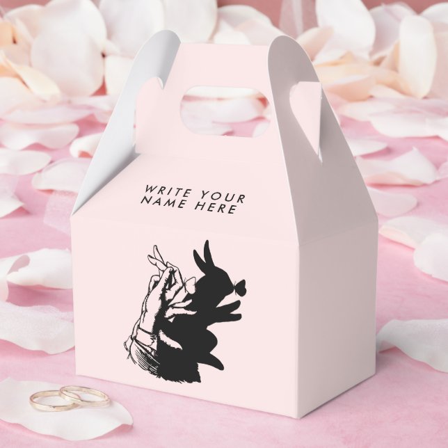 Lovely Bunny Silhouette With Butterfly Pastel Pink Favor Boxes (Wedding)