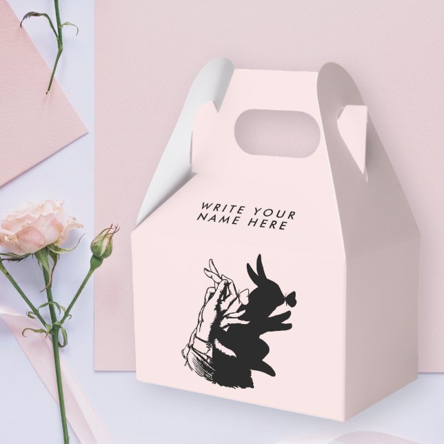 Lovely Bunny Silhouette With Butterfly Pastel Pink Favor Boxes (Creator Uploaded)