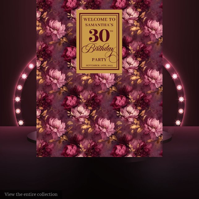 Lovely Burgundy Blush Gold Boho 30th Birthday  Tapestry (Lovely Burgundy Blush Gold Boho 30th Birthday Tapestry)